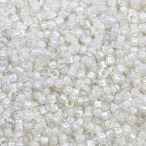 Miyuki Delica Beads 11 0 White Lined Crystal AB 2.8 Grams