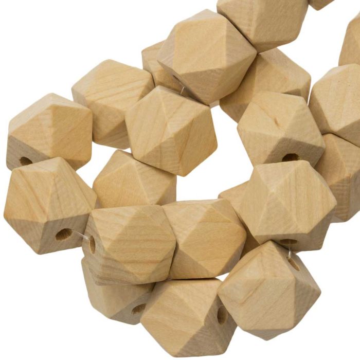 Natural Wooden Cube Beads (19 mm) 25 pcs