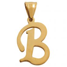 Stainless Steel Letter Pendant B (33 x 16 x 2 mm) Gold (1 pcs)