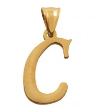 Stainless Steel Letter Pendant C (33 x 15 x 2 mm) Gold (1 pc)