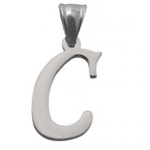 Stainless Steel Letter Pendant C (32 mm) Antique Silver (1 pcs)