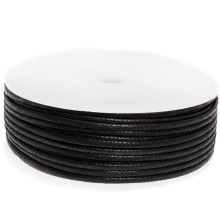 Waxed Cotton Cord (circa 1.5 mm) Black (25 meters)