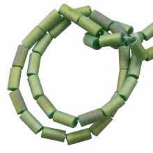 Electroplated Glass Beads Frosted (5 x 2.5 mm) Dark Sea Green AB (95 pcs)