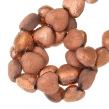 Czech Glass Beads Heart (6.5 x 6 x 4 mm) Crystal Etched Capri Gold Full (25 pcs)