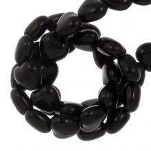 Czech Glass Beads Heart (6.5 x 6 x 4 mm) Black (25 pcs)