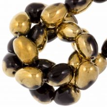 Czech Glass Beads Drop (11 x 8 mm) Jet Amber (10 pieces)
