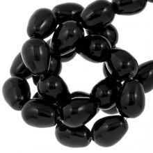 Czech Glass Beads Drop (11 x 8 mm) Black (10 pieces)