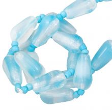 Glass Beads Transparent (13 x 7 mm) Aquatic Blue (24 pcs)