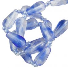 Glass Beads Transparent (13 x 7 mm) Parisian Blue (24 pcs)