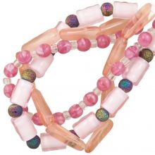 Bead Mix - Glass Beads (6 - 18.5 x 6 - 7.5 mm) Primrose Pink (55 pcs)