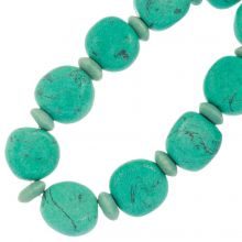 Bead Mix - Ceramic Beads (7 x 3 - 15 x 9 mm) Aqua Green (22 pcs)