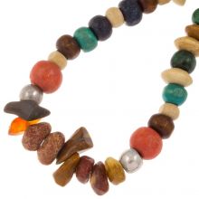 Bead Mix - Wooden Beads & Gemstone Chips (2.5 - 6.5 x 5 - 13 mm) Colorful (41 pcs)