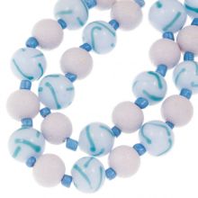 Bead Mix - Glass Beads (10 - 11 mm) Blue Mix (15 pieces)
