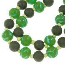 Bead Mix - Glass Beads (10 - 11 mm) Green Mix (15 pieces)
