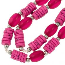 Bead Mix - Resin Beads (20 x 14 - 3 x 12 mm) Pink Mix Color (62 pcs)