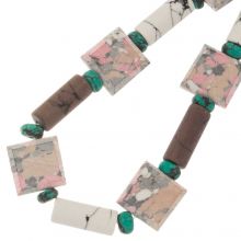 Bead Mix - Ceramic Beads (14 - 17 x 5 x 7 mm) Cameo Pink Turquoise (10 pcs)