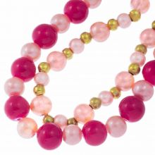 Bead Mix - Glass Beads (5 - 10 mm) Mix Color Fuchsia Rose (53 pcs)