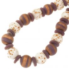 Bead Mix - Glass Beads (3 - 10 x 9 - 11 mm) Purple Copper Streak Matt (28 pcs)