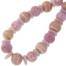 Bead Mix - Glass Beads (3 - 10 x 9 - 11 mm) Pink Copper Streak Matt (28 pcs)