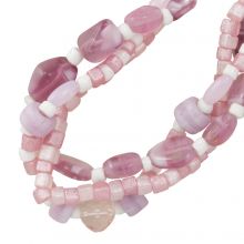 Bead Mix - Glass Beads  (3 - 11 x 4 - 11 mm) Pink Lemonade (125 pcs)