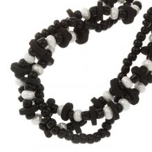 Bead Mix - Glass Beads (4 - 8 x 2 - 4 mm) Black White (175 pcs)