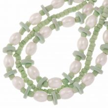 Bead Mix - Seed & Glass Beads (2 - 8 x 3 - 7 mm) Transparent White Pearl (120 pcs)