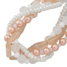 Bead Mix - Glass Beads (3 - 18 x 4 - 9 mm) Peach (110 pcs)