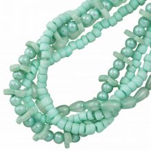 Bead Mix - Seed & Glass Beads (2 - 7 x 3.5 - 4.5 mm) Mix Color Antique Aqua (400 pcs)