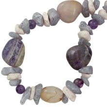Bead Mix - Gemstone Beads (3 - 17 x 6 - 15 mm) Lilac Marble (35 pcs)