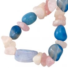 Bead Mix - Gemstone Beads (5 - 25 x 12 - 18 mm) Pinky Blues (20 pcs)