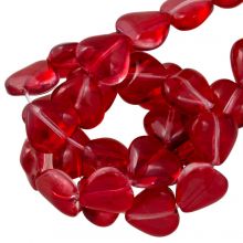 Glass Beads Heart (8 x 8 x 4 mm) Red (45 pcs)