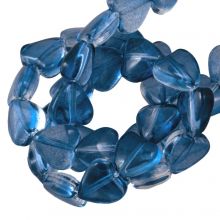 Glass Beads Heart (8 x 8 x 4 mm) Prussian Blue (45 pcs)