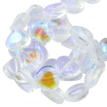 Glass Beads Heart (8 x 8 x 4 mm) Crystal AB (45 pcs)