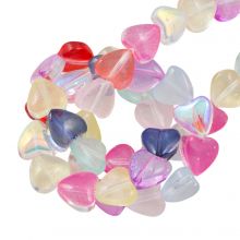 Glass Beads Heart (8 x 8 x 4 mm) Mix Color (45 pcs)