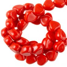 Glass Beads Hearts (6 x 6 x 4 mm) Fiesta Red (37 pcs)