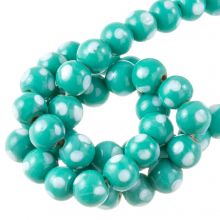 Glass Beads Lampwork Dots (8 x 9 mm) Aqua Green (25 pcs)