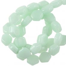 Glass Beads Hexagon (6 x 5 x 2.5 mm) Mint Green (37 pcs)
