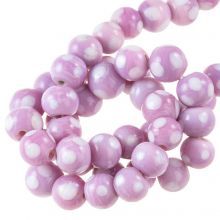 Glass Beads Lampwork Dots (8 x 9 mm) Sheer Lilac (25 pcs)