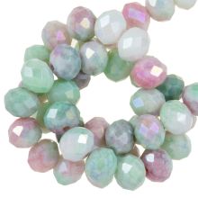 Electroplated Faceted Rondelle Beads (8 x 6 mm) Rosy Green (65 pcs)