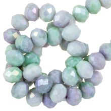 Electroplated Faceted Rondelle Beads (8 x 6 mm) Aquamarine (65 pcs)