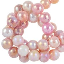 Electroplated Glass Beads (8 mm) Pastel Pink (100 pcs)