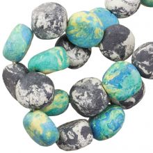 Ceramic Beads (16 x 8 mm) Blue Stone (13 pcs)