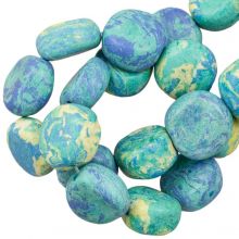 Ceramic Beads (16 x 8 mm) Blue Blue Lagoon (13 pcs)