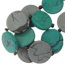 Ceramic Beads (23 x 3.5 mm) Grey / Green (8 pcs)
