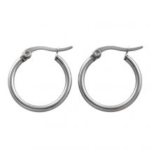 Stainless Steel Hoop Earrings (19 mm) Antique Silver (2 pcs)
