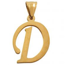 Stainless Steel Letter Pendant D (37 x 21 x 2 mm) Gold (1 pc)