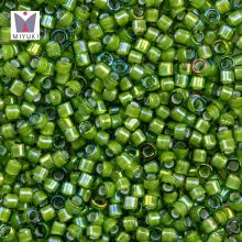Miyuki Delica Beads (11/0) White Lined Light Green AB (2.8 Grams)