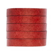 Leather Cord Flat (10 x 2 mm) Natural Dye Red (1 meter)