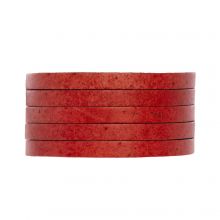 Leather Cord Flat (5 x 2 mm) Natural Dye Red (1 meter)