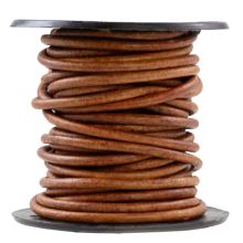 Leather Cord Round (1 mm) Natural Dye Brown (10 meters)